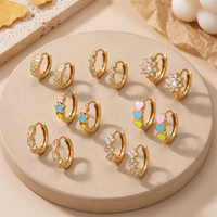 Boucles d'oreilles Huggie hypoallergéniques HOVANCI en acier inoxydable étanche, petites, avec émail cœur et étoile, zircon cubique, bijoux de piercing pour l'oreille