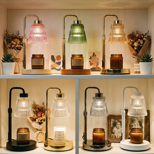 โคมไฟอุ่นเทียนแก้วลายเส้นแนวตั้งหลากสี พร้อมตัวตั้งเวลาปรับได้ โคมไฟละลาย<span class=keywords><strong>เทียน</strong></span>ไร้เปลวไฟ สำหรับตกแต่งบ้าน - Product Image 1