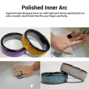 Ceramic <b>Ring</b> Purple Yellow Textured Band <b>Black</b> Edge <b>Men</b> Women Kids Access Control NFC Smart <b>Ring</b> NTAG216 Waterproof Business - Product Image 5