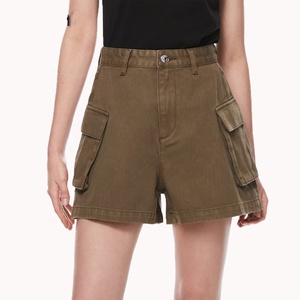 Shorts personalizzati in Denim marrone da donna Sexy con tintura alta a vita alta Vintage formale estate autunno traspirante in cotone 100% <span class=keywords><strong>Cargo</strong></span> - Product Image 5