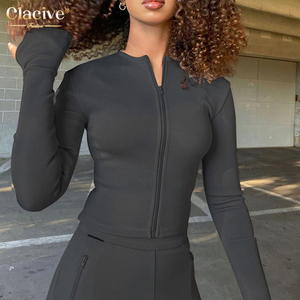 delle donne Della Chiusura Lampo Nero Pantaloni di Cotone Set Maglia A Manica Lunga Pantaloni <span class=keywords><strong>Abbigliamento</strong></span> Abiti <span class=keywords><strong>Per</strong></span> Le <span class=keywords><strong>Signore</strong></span> - Product Image 2