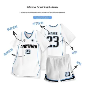 Custom-Made de secagem rápida respirável esportes mangas curtas jogos de basquete dos estudantes do sexo feminino números impressos basquete - Product Image 3