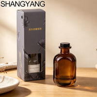 Bouteille diffuseur à bâtonnets en verre dépoli transparent, vert, ambre, rose, de luxe, vide, 50ml, 120ml, 150ml, avec bâtonnets et capuchon de boîte