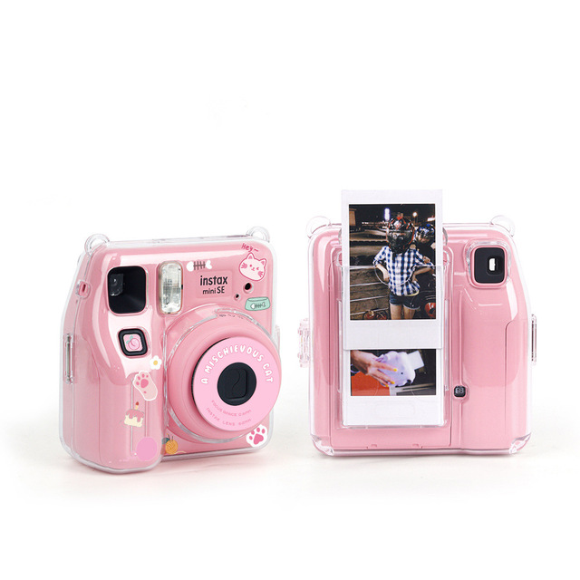Caiul Mini SE Transparent Crystal PC Camera Protective Case with Shoulder Strap Waterproof DIY Stickers Video Bag 4 Styles