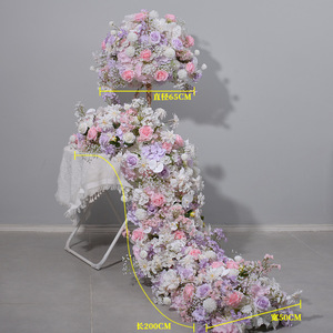 Camino de Mesa de Flores de Rosa Morada de Alta Calidad al por Mayor, Camino de Mesa de Seda para Decoración de Eventos y Bodas - Product Image 2