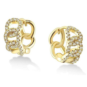 Orecchini a Cerchio in Metallo Traforato con Micro Pavé di Zirconi per Donna, Design alla Moda - Product Image 1