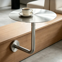 Table ronde murale industrielle en acier inoxydable pour jardin, extérieur, salons de thé, cafés, bars, hôtels, restaurants
