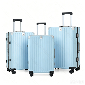 Ensemble de bagages tendance vert menthe en aluminium à 4 roues, 3 pièces avec crochet, valises rigides, sacs de voyage à roulettes, vente en gros, légers - Product Image 6