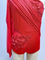 Femmes Applique Strass Robe De Danse Lyrique Fleur Sangle Conception pour Ballet Scène Performance Compétition Scène Performance