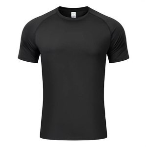 Camiseta deportiva personalizada de manga corta con cuello redondo, de poliéster y spandex delgados, para entrenamiento, gimnasio y ejercicio, para hombres y mujeres. - Product Image 1