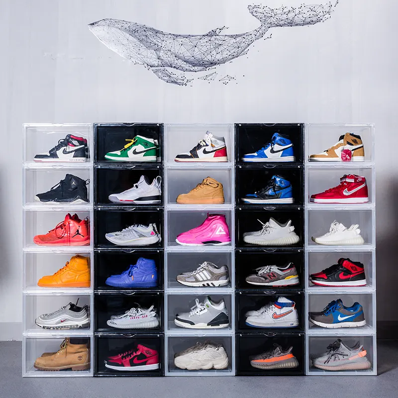 fashion sneakers jordan side open plastic giant under bed door shoe nike box storage organizer