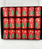 Boîte cadeau de Noël avec sapin rouge, flocon de neige, clochette et crackers de Noël, 6 bonbons classiques de Noël avec imprimé festif