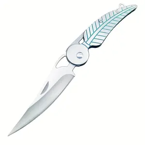 Mini açık katlanır bıçak, paslanmaz çelik kendini savunma açık bıçak, taşınabilir katlanır yaprak bıçak