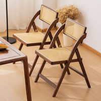Chaise de salle à manger en rotin japonais, fauteuil rétro en bois massif Wabi-Sabi pour salon, restaurant, café, meubles d'hébergement
