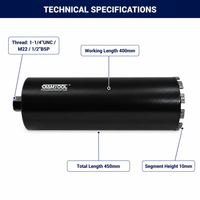 Foret diamanté humide de qualité professionnelle certifié CE, option de filetage personnalisée pour l'ingénierie de construction de ponts 1 1/4 7 UNC