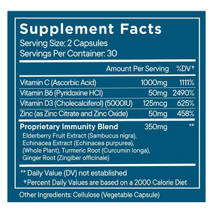 Complément alimentaire Natural Immune Defend 8 1 capsules, zinc, <span class=keywords><strong>vitamine</strong></span> C, soutient le système immunitaire, <span class=keywords><strong>bienfaits</strong></span> antioxydants, 60 capsules, GMP - Product Image 2