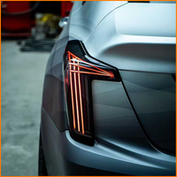 Pour Cadillac CT5 2020-2025, feux arrière à LED fumés noirs avec clignotants séquentiels, animation de démarrage dynamique, style toile de toile de serpents
