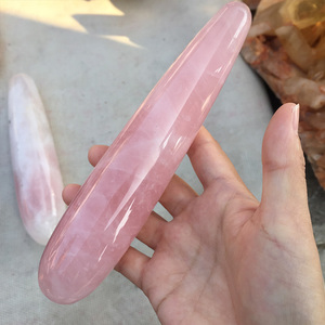Baguette <span class=keywords><strong>de</strong></span> massage en <span class=keywords><strong>cristal</strong></span>, gode en quartz rose sculpté à la main, pierre naturelle, pour la guérison, vente en gros, - Product Image 2