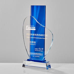 Blue Glass <b>Trophy</b> Laser Engraved Award <b>Plaque</b> For Business Gifts Various Sizes Durable - Product Image 3