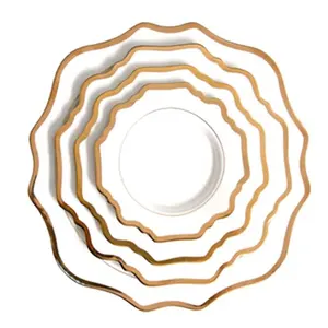 北欧高档扇形金镶金边陶瓷盘子瓷器电源适配器板