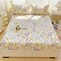 Parure de lit en percale 100% coton, taille Queen, rafraîchissante, respirante, confortable, motif floral, drap-housse avec taie d'oreiller