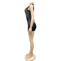 À la mode grande taille élastique serré discothèque une manche maille scintillante combinaison pour les femmes