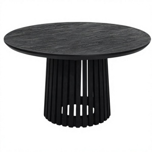 Mesa de Comedor Redonda Plegable de Madera Maciza Negra de Estilo Japandi Moderno para Restaurante, Cafetería y Sala de Estar - Product Image 6