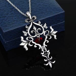 Collar con Colgante de Cruz, Aleación de Zinc, Circonita Cúbica, Piedra en Forma de Corazón, Unisex, Regalo, Joyería de Moda - Product Image 1