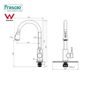 Frascio Watermark vòi nước nhà bếp với kéo xuống phun 360 xoay chìm <span class=keywords><strong>tap</strong></span> <span class=keywords><strong>High</strong></span> <span class=keywords><strong>End</strong></span> Thác chậu vòi - Product Image 4