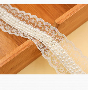 Cinta de recorte de encaje con cuentas de perlas blancas para novia hecha a mano para vestido de novia, diadema, decoración de zapatos - Product Image 6