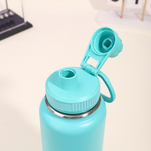 Bouteille d'eau en acier inoxydable de 32 oz, double paroi, isolation sous vide, bouteille d'eau en acier inoxydable de 1 litre, base en silicone protectrice - Product Image 2