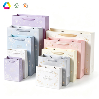 Tas Kado Kertas Ivory Tebal 5mm Custom Dengan Pegangan Tali, Tas Jinjing Mewah Cetak Hot Foil untuk Hadiah Liburan & Kemasan Retail