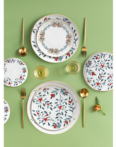 2025 Hot Cutlery Wholesale Creative Garland Bone China Plate <b>Set</b> Nordic Style Household Ceramic Dish - Product Image 2