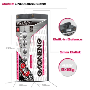 Batería LiPo RC GNB GAONENG 9500MAH 4S 4S2P 15.2V 140C con Carcasa Rígida de 5mm para Coche o Barco RC a Escala 1:8 - Product Image 3