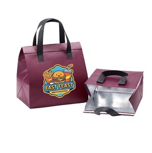 Sac isotherme portable orange jetable auto-adhésif en non-tissé Enten pour livraison de café et emballage alimentaire sur mesure - Product Image 3