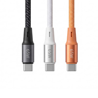 Câble de charge tressé USB C vers USB C 2 en 1 PD 65W avec chargeur sans fil magnétique pour montre, câble de charge rapide pour téléphone
