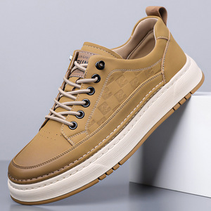 รองเท้าโลฟเฟอร์แบบสวมสำหรับผู้ชาย สีเหลืองล้วน พื้นนุ่ม รองเท้าลำลอง สวมใส่สบาย ผลิตที่เวินโจว - Product Image 1