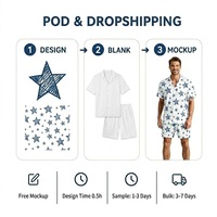 Herren Zweiteiliger Schlafanzug Pyjama-Set Kurzarm-Loungewear Knopfleisten-Oberteil Hauskleidung Bequeme Bedruckte Pyjamas für Männer Lustig