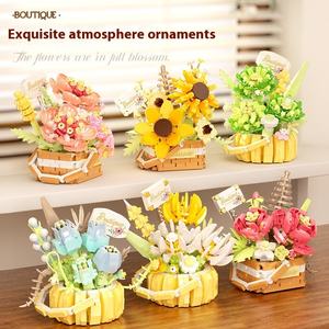 Ramo de Girasoles en Maceta de Microplástico, Adorno de Escritorio DIY, Modelo de Juguete, Bloques de Construcción, Cesta de Flores, Juguete Educativo - Product Image 3