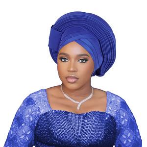 Couvre-chef femmes nigérian Aso Oke Bonnet <span class=keywords><strong>mode</strong></span> taille libre <span class=keywords><strong>femme</strong></span> africaine Sego Headtie - Product Image 4