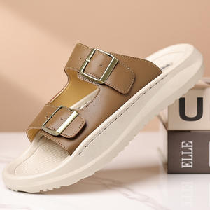 2026 Summer Men's Fashion Casual Beach Sandals Hand-<b>Stitched</b> Thick Sole Korean Style Versatile Outdoor <b>Slides</b> - Product Image 1