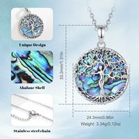 Collier pendentif Arbre de Vie Merryshine en laiton avec nacre et coquille d'ormeau, bijoux gothiques pour femme