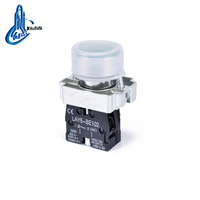 Interruptor de botón pulsador de encendido LAY5-BP31 IP65 10A 220V momentáneo con reinicio automático, cabezal redondo plano pequeño de 22mm y cubierta protectora