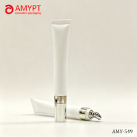 Tube vide pour crème contour des yeux avec applicateur de massage à bille métallique, emballage cosmétique personnalisé avec logo