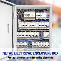Boîtier de jonction électrique extérieur en métal, acier et aluminium, indice de protection IP54, résistant à l'eau, avec couvercle à charnières, panneau de montage interne