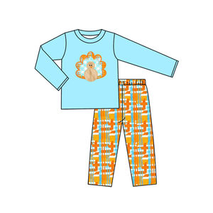 Custmization Western Baby <span class=keywords><strong>Boy</strong></span> vestiti <span class=keywords><strong>a</strong></span> maniche lunghe pantaloni di tacchino Set per bambini ragazzino giorno del ringraziamento abbigliamento Boutique - Product Image 1