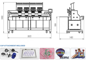 New 4 <b>Head</b> Computerized Cap Embroidery Machine Motor Automatic Thread Trimmer Color Change 10" LCD Display Home Use - Product Image 2