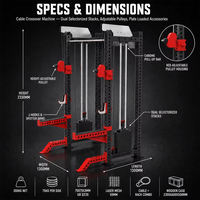 REYK-01 Multi-gym commercial et domestique, Machine Smith, Rack à squats, Power Rack en acier au carbone, pile de poids 75kg*2, pour le renforcement du tronc, du dos, des bras, des jambes et du pectoral