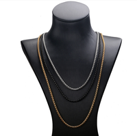 Kalung Rolo Roller Perak untuk Pria & Wanita, Rantai Dompet Baja Anti Karat, Rantai Mutiara Kotak, Rantai Rolo untuk Pria