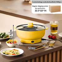 Casserole électrique antiadhésive avec couvercle en verre trempé, pot intérieur amovible, multifonctionnelle, pour cuisson à la vapeur et friture, capacité 2L, 800W, usage domestique
